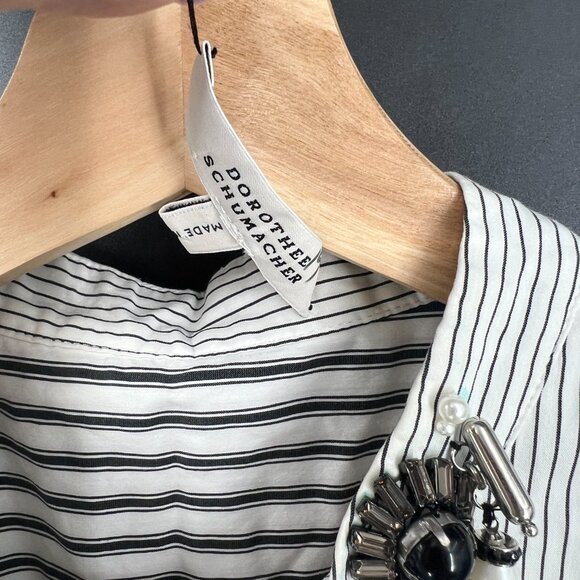Dorothee Schumacher striped tunic art to wear top button front lagenlook 3 M - Picture 14 of 16